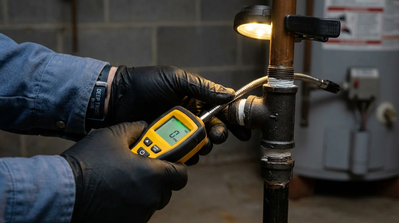 Gas leak detection with electronic sniffer by Johns Plumbing LLC in Hoisington