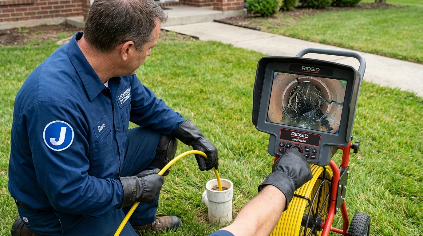 Sewer camera inspection being performed by Johns Plumbing LLC in Hoisington